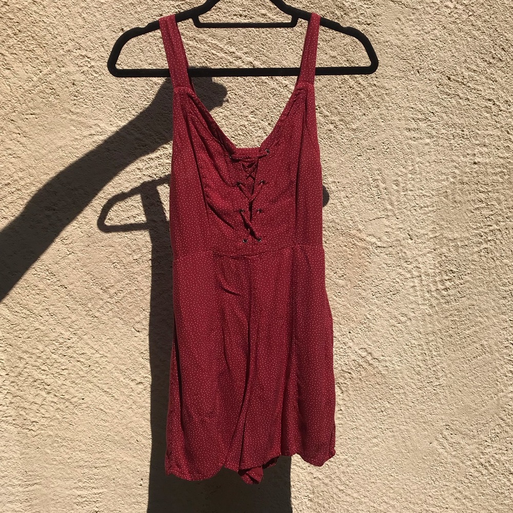 Red and White Polka Dotted Tank Romper